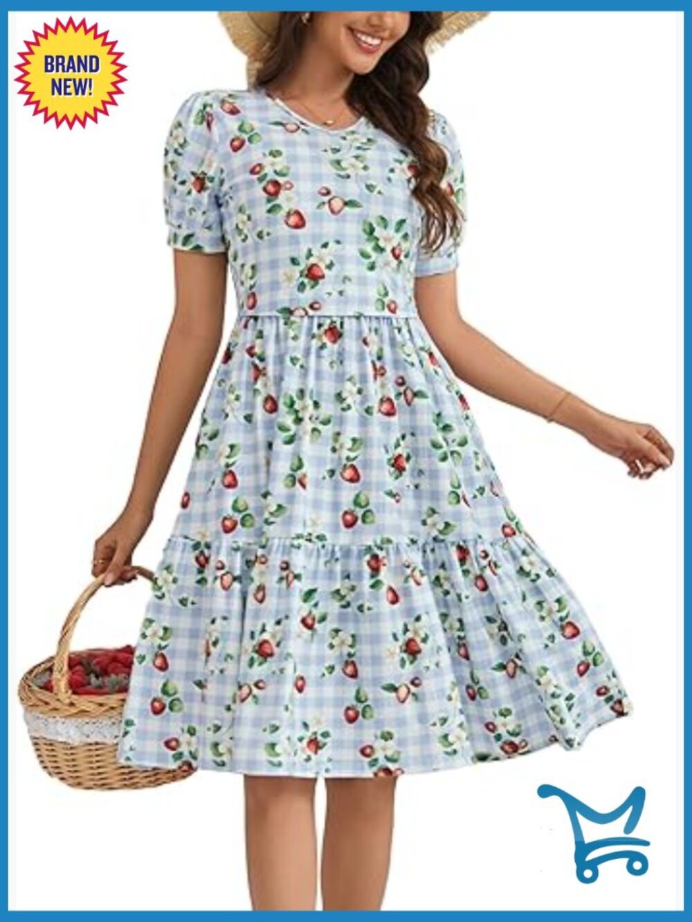 Nursing Dresses Cotton Short Sleeve Tiered Midi Breastfeeding Dress with Pockets